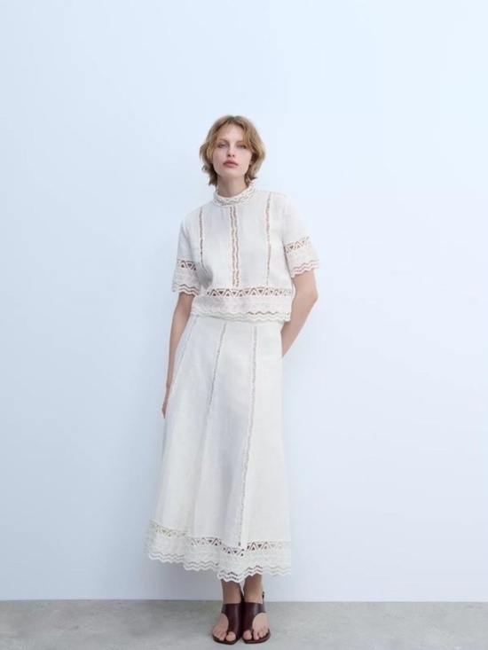 Zara Dresses & Skirts - SET OF ZARA OUTFIT $79 SHIRT AND $119 SKIRT CROCHET ZW COLLECTION ECRU